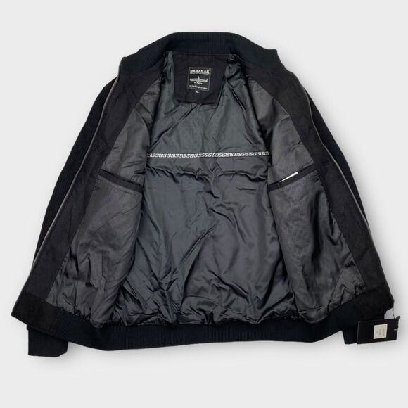 Barabas Bomber Jacket Mens Extra Large Quilted Wool Blend Zip Knit Sleeve Black - Picture 7 of 14